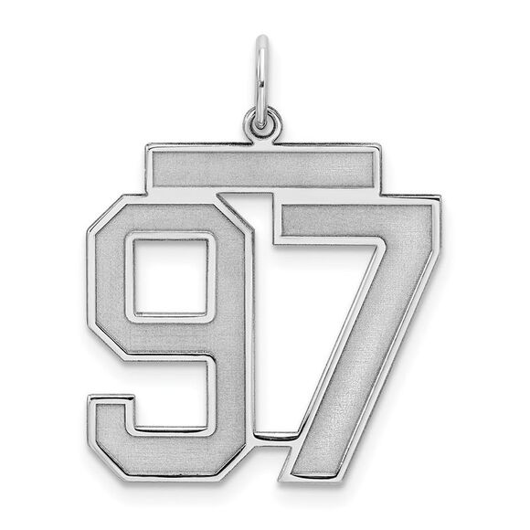 Sterling Silver Jersey Collection Large Number 97 Pendant